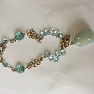 One Of A Kind Aquamarine crystal and gold necklace
